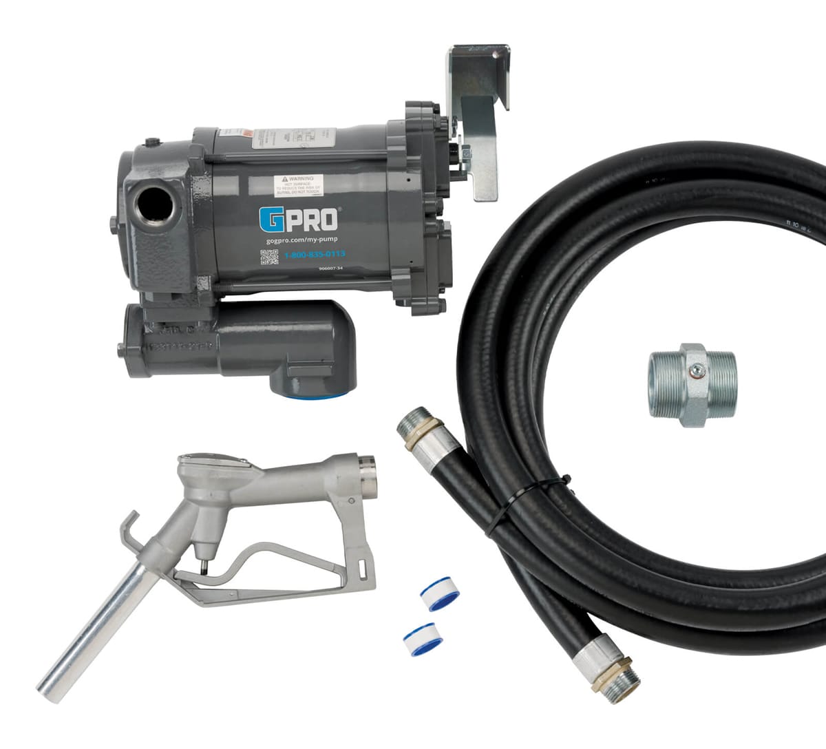 ITEM 503000-02

PRO20-115MD

VOLTAGE: 115V (AC)
NOZZLE TYPE: 1 in. FNPT Inlet, Manual Shut-off, Diesel
MOUNTING TYPE: Direct Mount, 2in. male NPT
DISPENSING HOSE: 18ft. (5.5M) x 1 in.
POWER CORD: Power cord Not Included
COMPATIBLE FUELS:
Gasoline up to E15|Diesel up to B20|Kerosene||

PRO20-115 SERIES OVERVIEW
Add The First Review 1 question
The GPRO PRO20-115 professional-grade fuel transfer pump is the pump of choice for agricultural and construction applications with low viscosity petroleum fuels such as gasoline, diesel fuel, and kerosene delivering flow rates up to 20 GPM (76 L/min). Available in a variety of configurations to meet your application's needs. Pump and Meter combinations available for the complete package. The PRO20-115 is excellent for keeping your fleet on the go, your skidder pulling logs, or your backhoe digging.

BENEFITS INCLUDE:
Center base inlet with check valve
Easy access to fuel strainer
Vacuum breaker ready
Extended duty cycle exceeds industry standards
Thermally protected motor
Field replaceable switch and vanes
